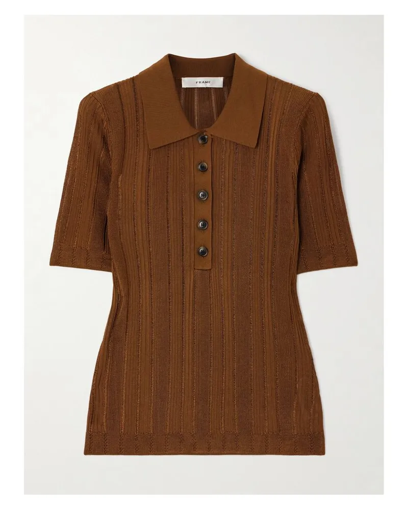 Frame Denim Polohemd Aus Rippstrick - Braun Braun