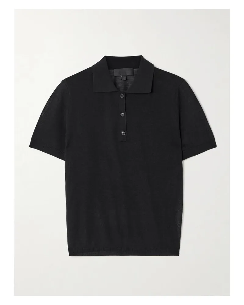 Nili Lotan Jeannelle Polohemd Von Aus Einer Merinowoll-kaschmirmischung - Schwarz Schwarz