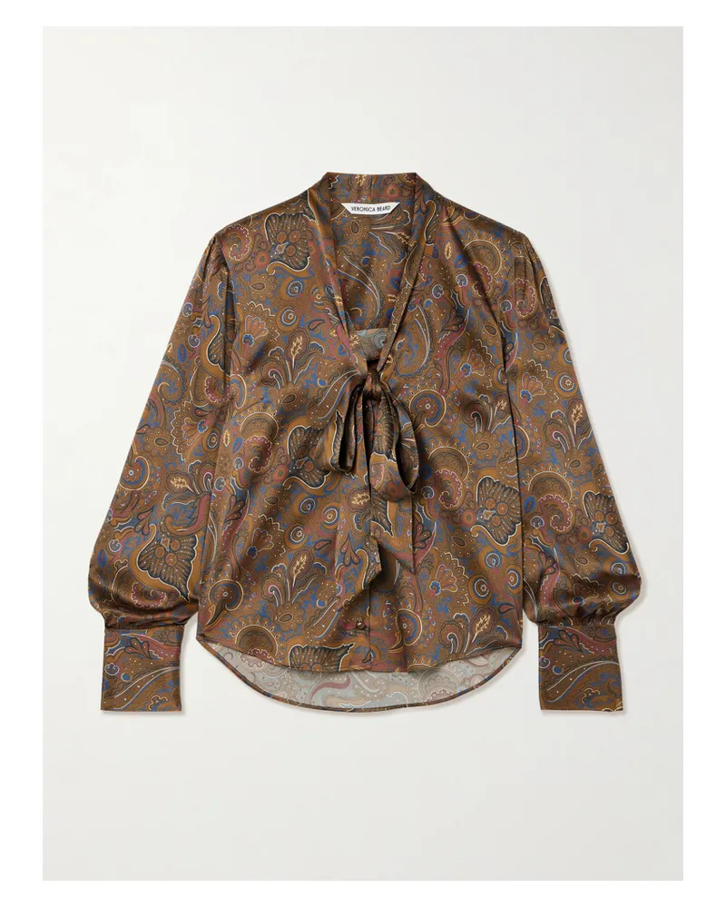 Veronica Beard Francine Schluppenbluse Aus Stretch-satin Aus Einer Seidenmischung Mit Paisley-muster - Braun Braun