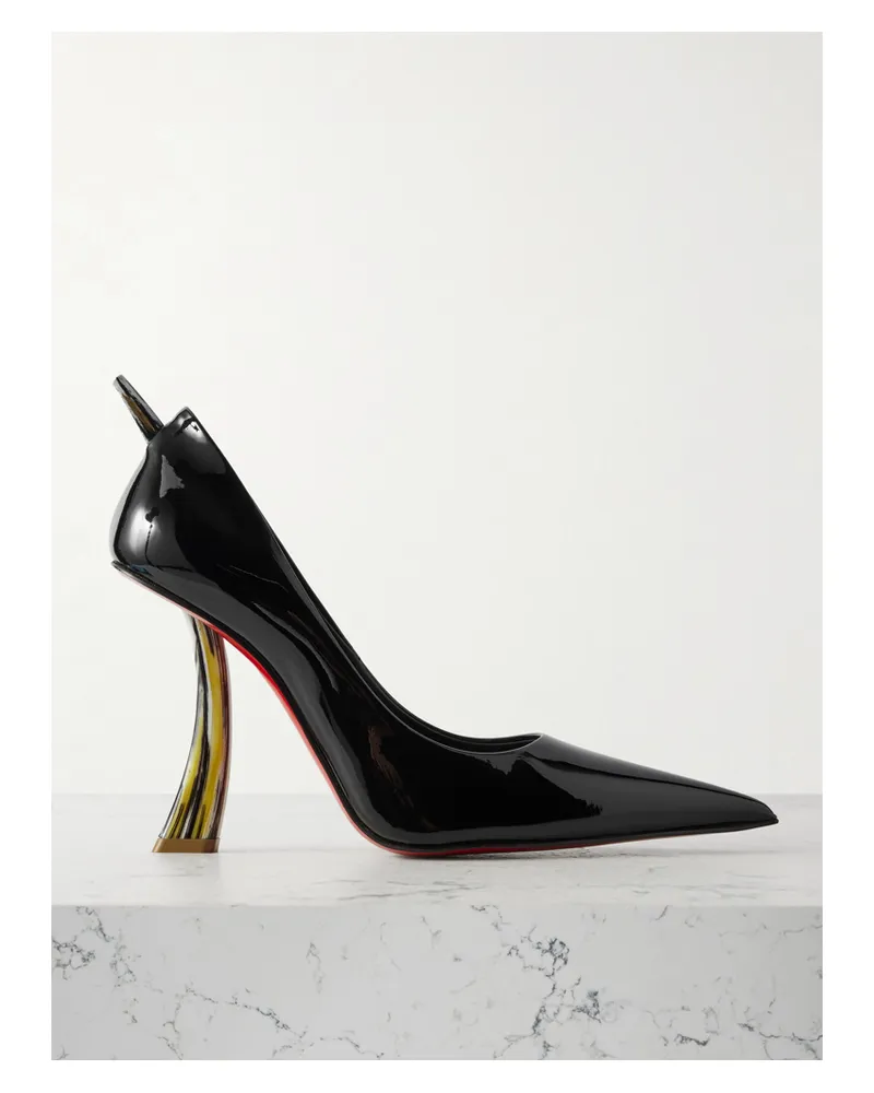 Christian Louboutin Kate Clawmax 100 Spiked Patent-leather Pumps - Black Black