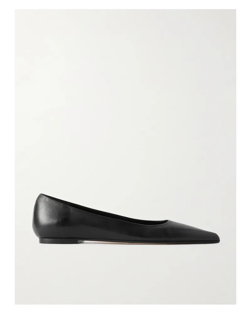 aeyde Cassy Leather Point-toe Flats - Black Black