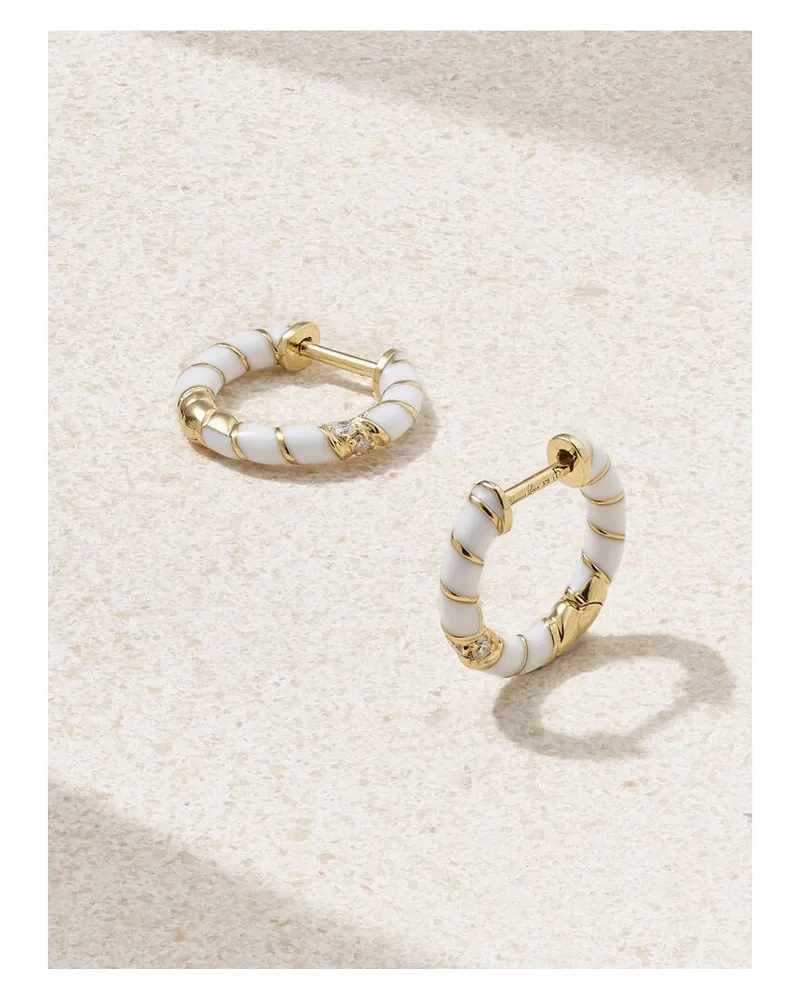 Yvonne Léon Creolen Aus 9 Karat Gold Mit Emaille Und Diamanten Gold