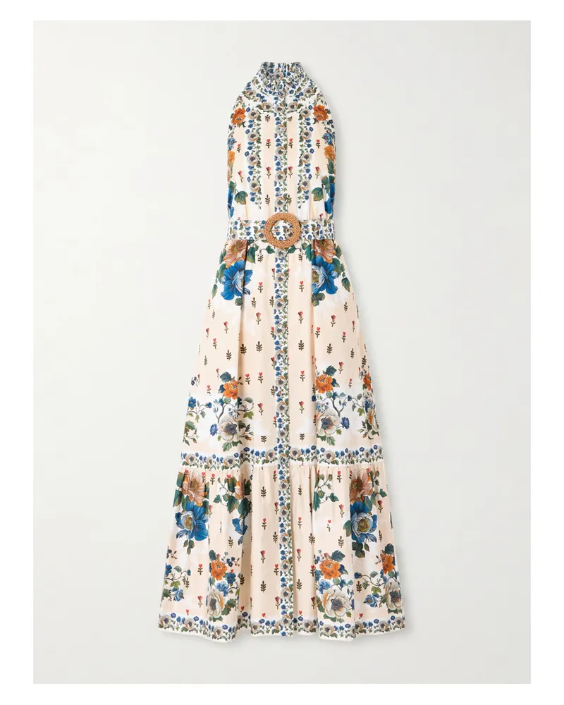 Borgo De Nor Biba Tiered Floral-print Cotton-poplin Maxi Dress - Cream Cream