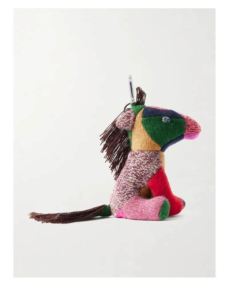 The Elder Statesman Pony Schlüsselanhänger Aus Kaschmir In Patchwork-optik - Pink Pink