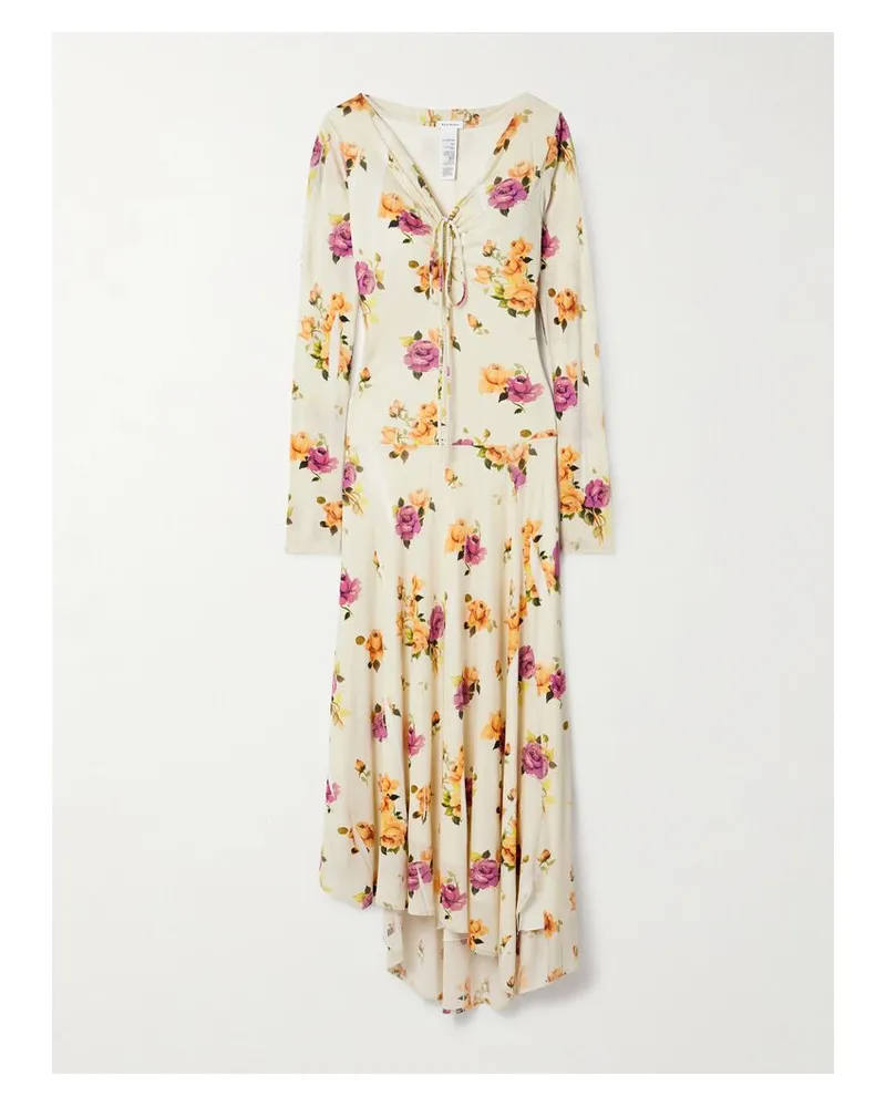 Acne Studios Asymmetrisches Kleid Aus Crêpe Mit Blumenprint - Creme Creme