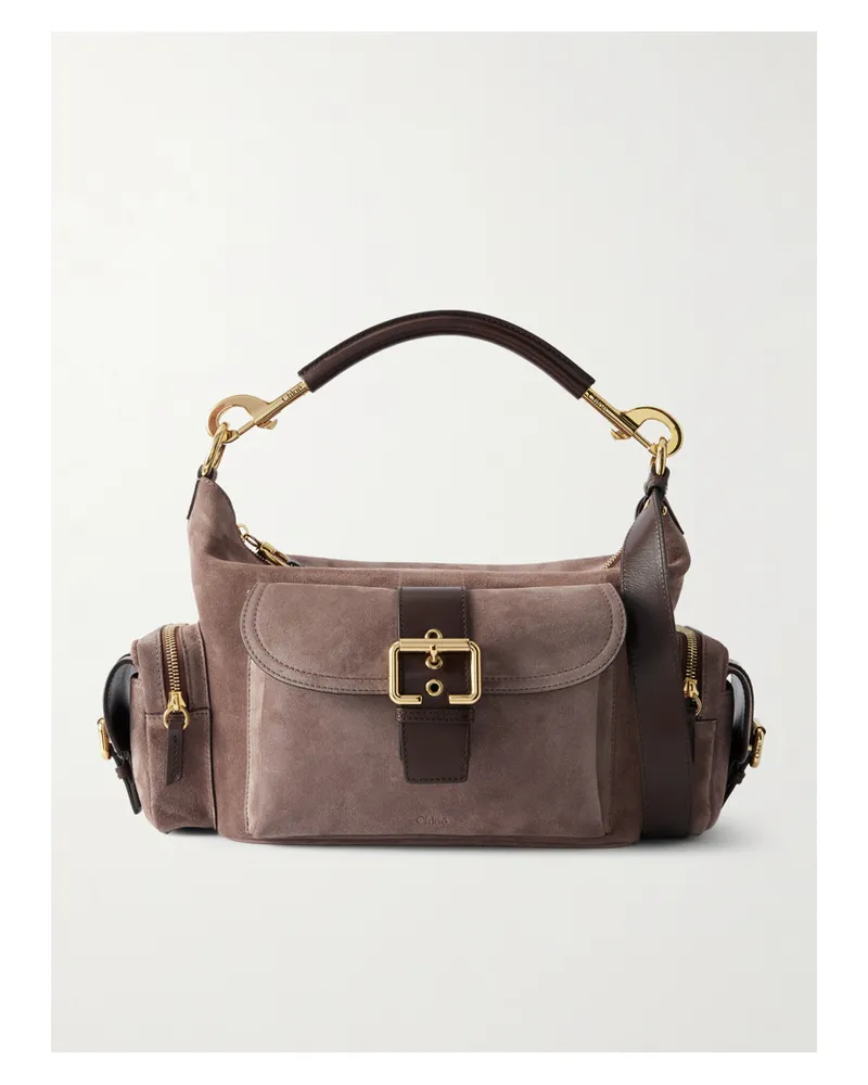 Chloé Camera Mittelgroße Schultertasche Aus Veloursleder Mit Lederbesatz - Braun Braun