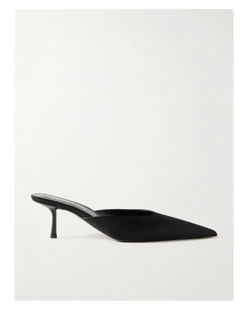 Saint Laurent Barbara Mules Aus Satin - Schwarz Schwarz