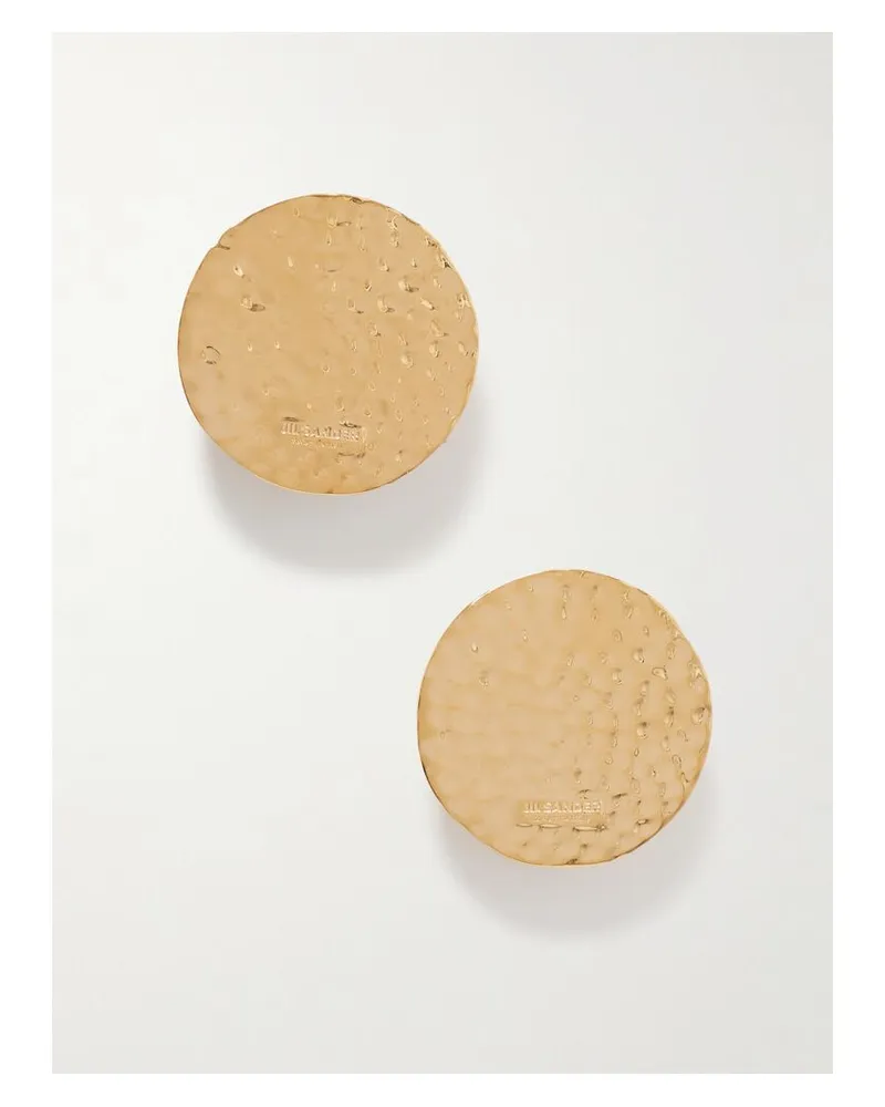 Jil Sander Goldfarbene Gehämmerte Ohrringe Gold