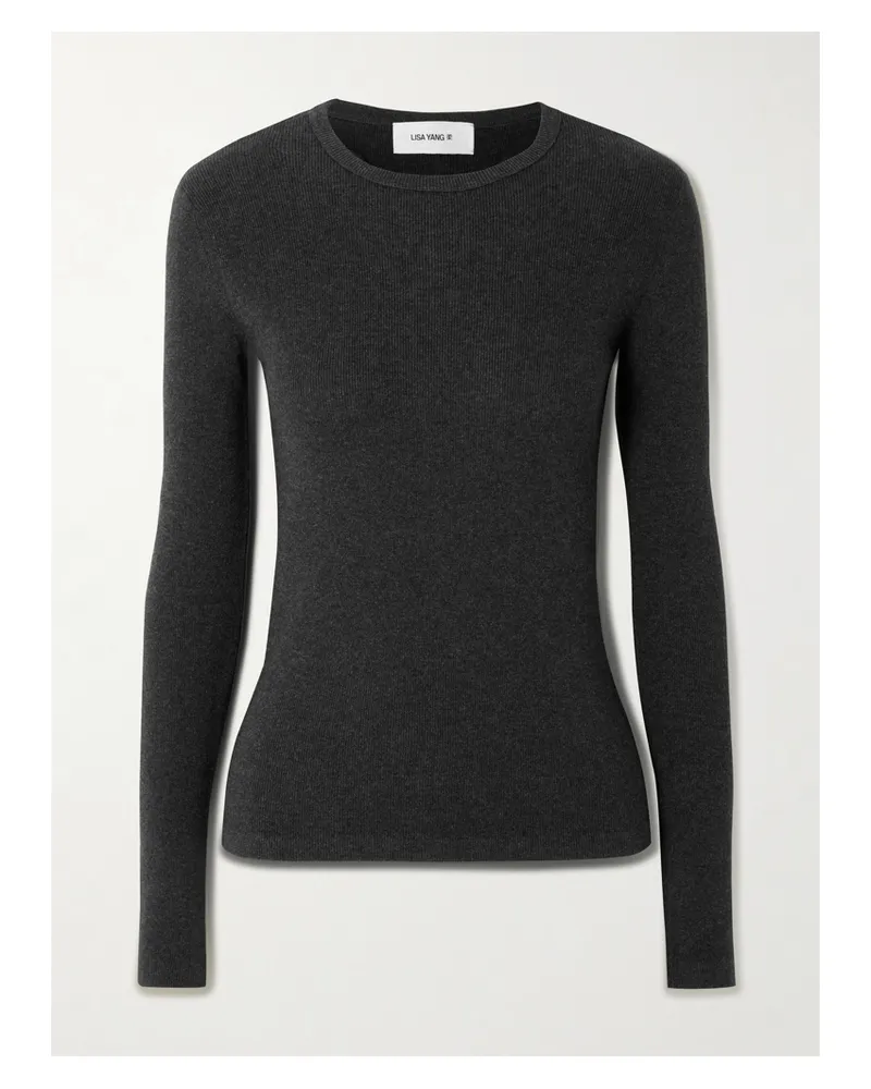 Lisa Yang Vivian Ribbed Cotton And Cashmere-blend T-shirt - Gray Gray