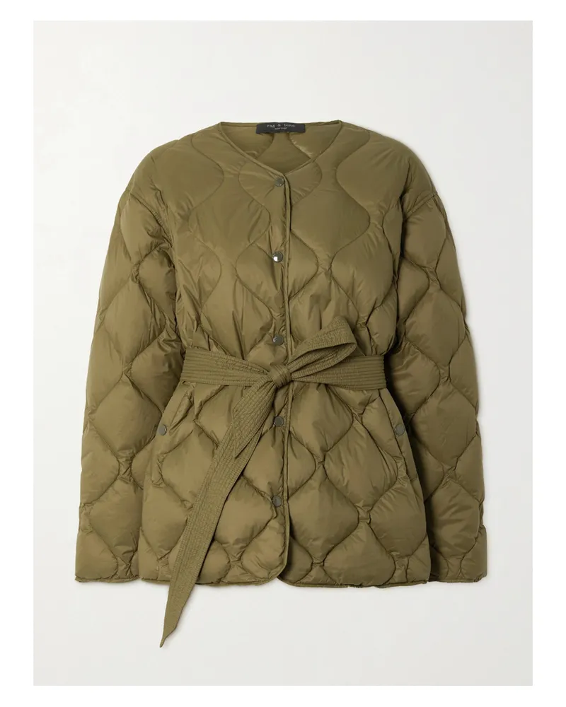 Rag & Bone Rudy Daunenjacke Aus Gestepptem Shell Mit Bindegürtel - Grün Grün