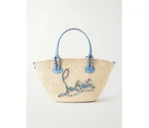 Cabata Appliquéd Studded Leather-trimmed Raffia Tote - Neutrals