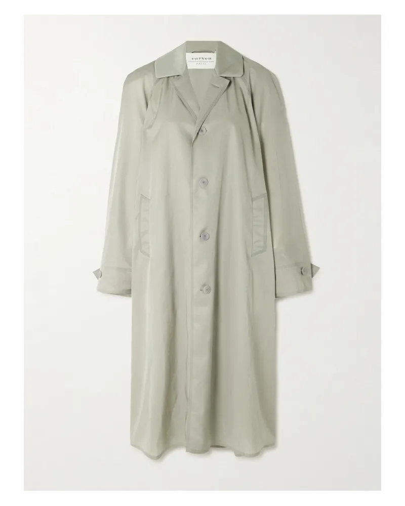 Carven Trenchcoat aus Gabardine mit Satinbesätzen Grau