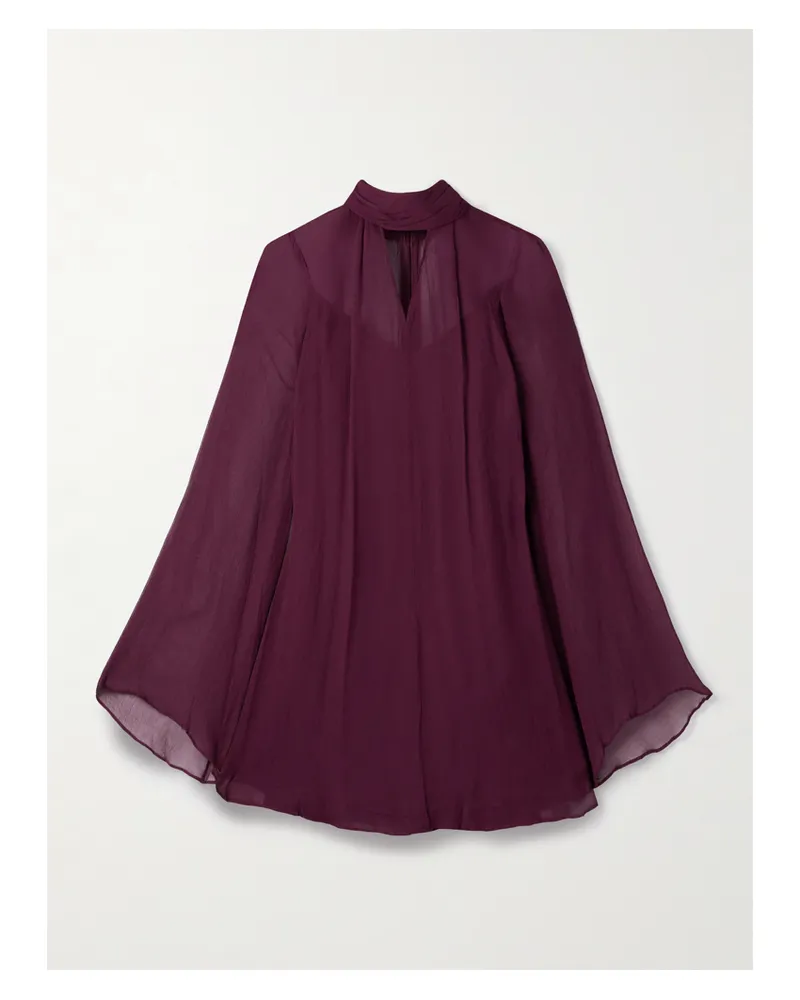 STAUD Esther Minikleid Aus Krepon Mit Stehkragen Und Cut-out - Burgunder Burgunder