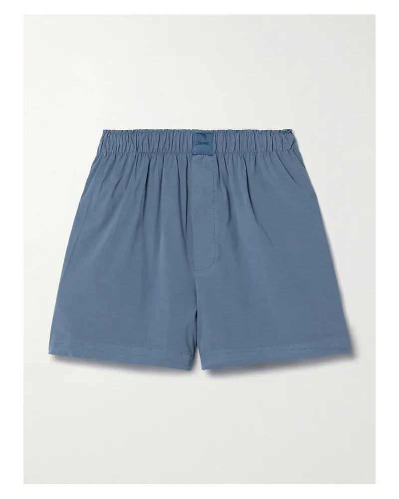 SKIMS Cotton-blend Poplin Boxer – Harbor – Boxershorts Aus Popeline Aus Einer Baumwollmischung - Blau Blau