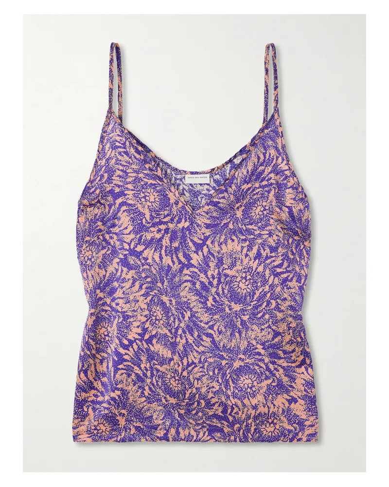 Dries van Noten Tanktop Aus Bedrucktem Seidensatin - Lila Lila