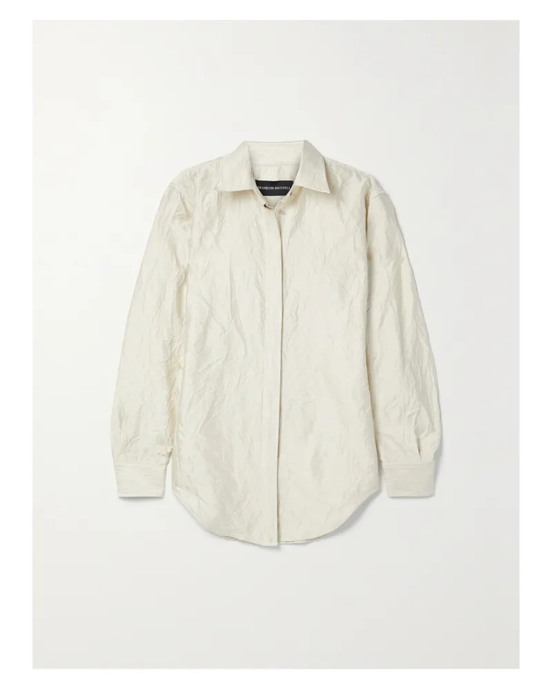 Brandon Maxwell The Allie Hemd Aus Glänzendem Twill In Knitteroptik - Wollweiß Wollweiß