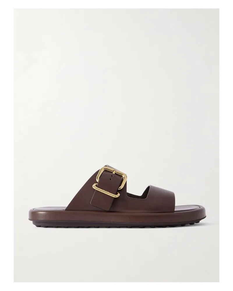 TOD'S Pantoletten Aus Leder Mit Schnallen - Braun Braun