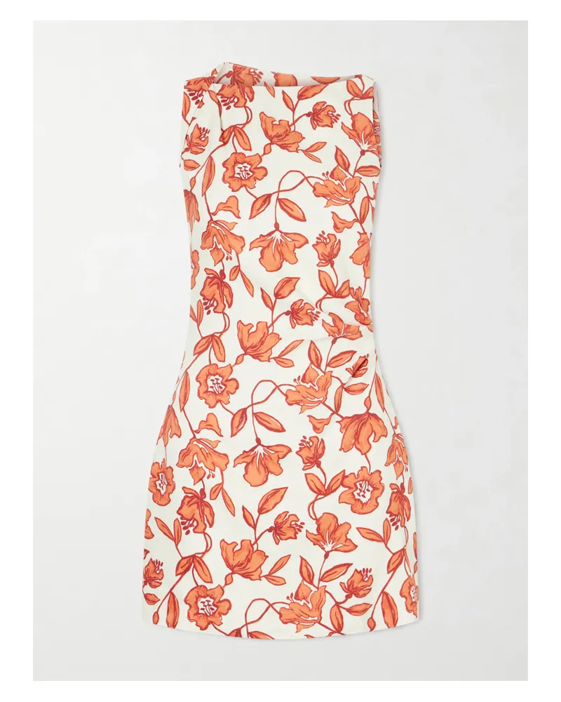 SIR Chloe Floral-print Linen-blend Mini Dress - Orange Orange
