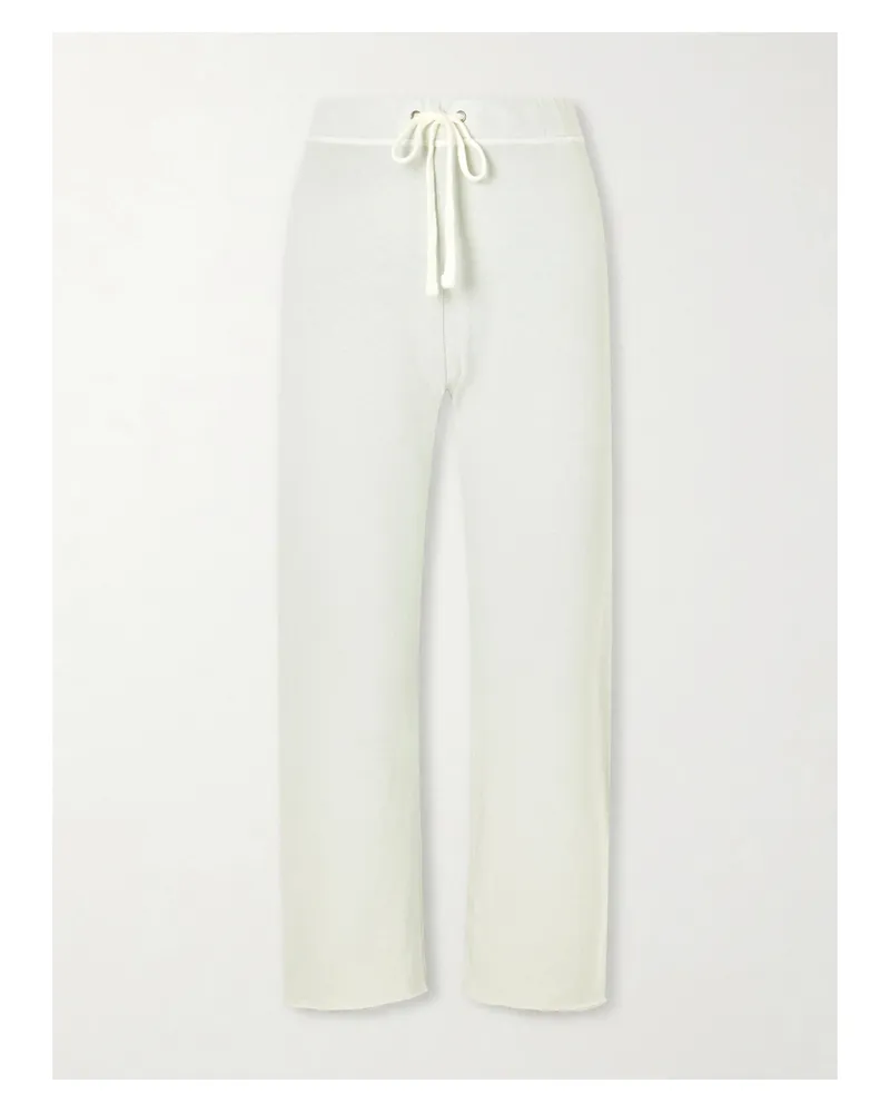 James Perse Cropped Brushed Cotton-terry Track Pants - Green Green