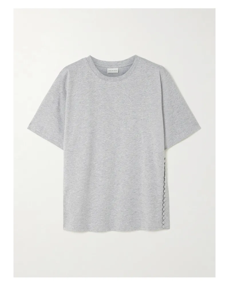 Dries van Noten T-shirt Aus Baumwoll-jersey Mit Knöpfen - Grau Grau