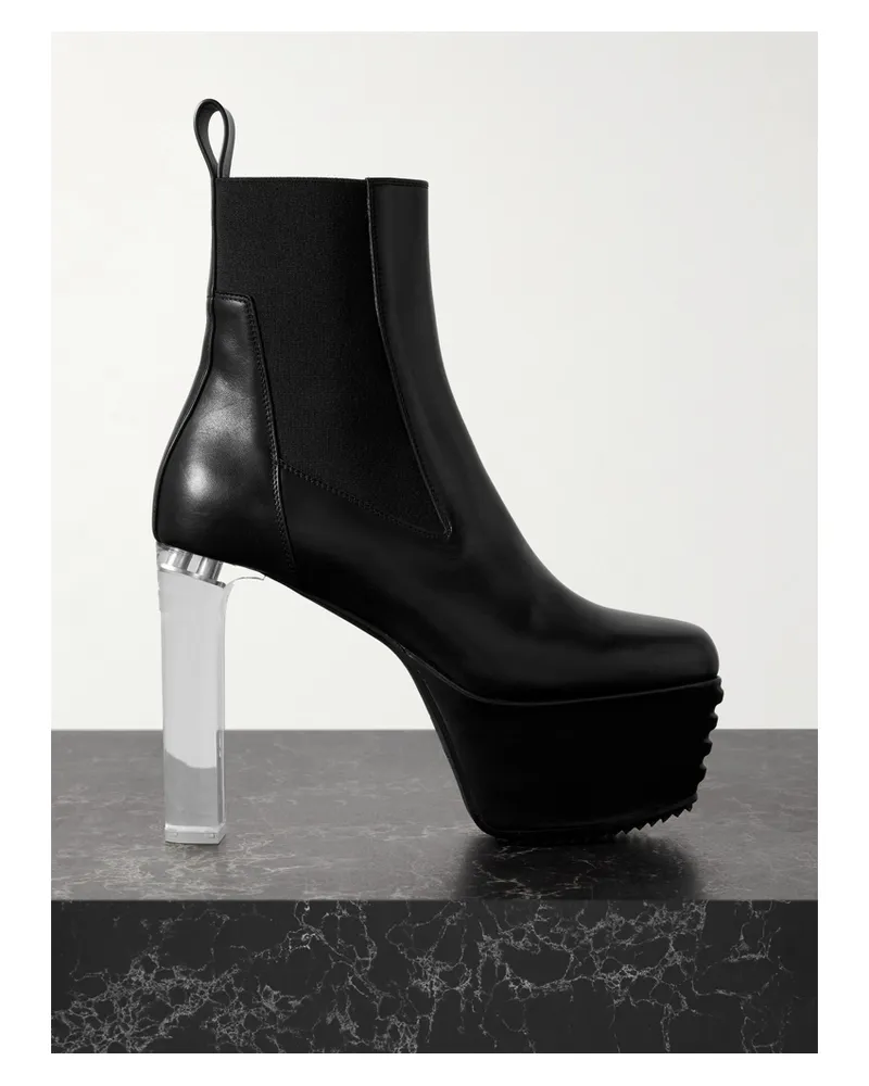 Rick Owens Minimal Grill Beatle Ankle Boots Aus Leder Mit Plateau - Schwarz Schwarz