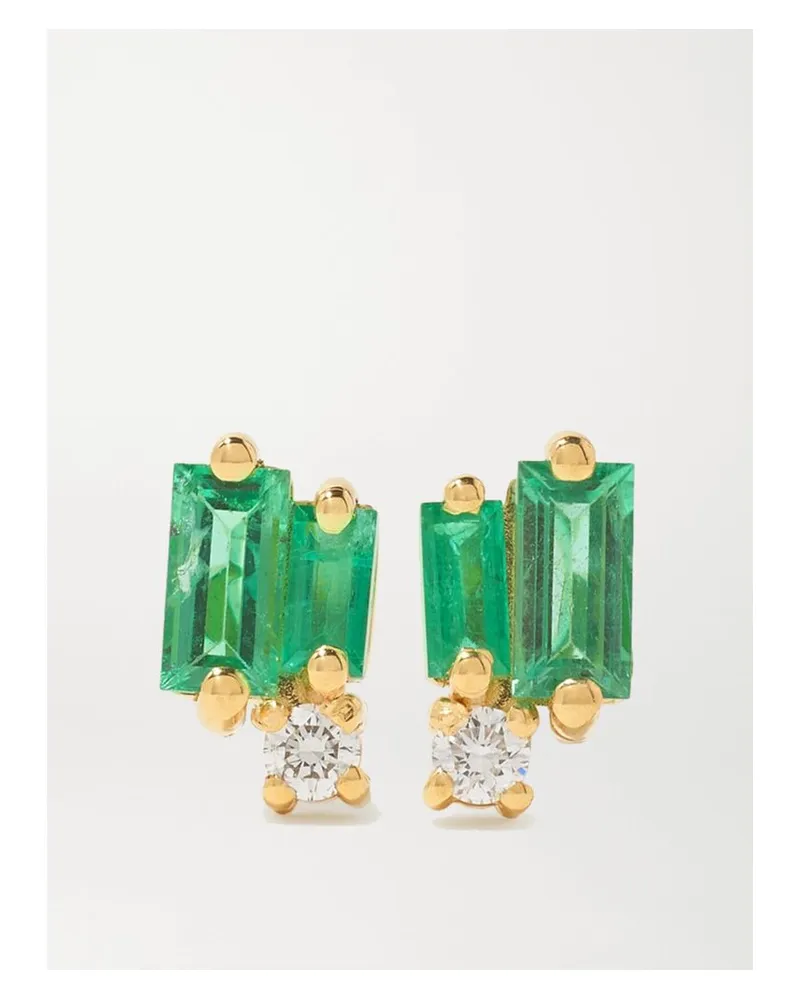 Suzanne Kalan Ohrstecker Aus 18 karat Gold Mit Smaragden Und Diamanten Gold