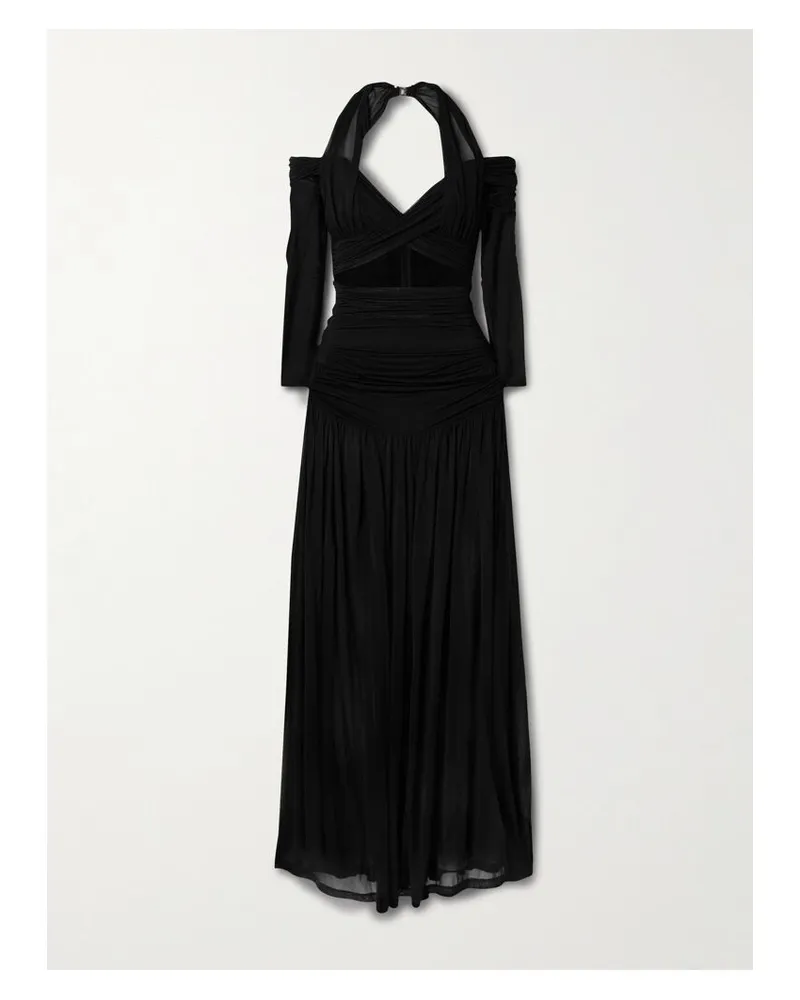 Zimmermann Illuminate Maxikleid Aus Chiffon Mit Falten Und Cut-outs - Schwarz Schwarz