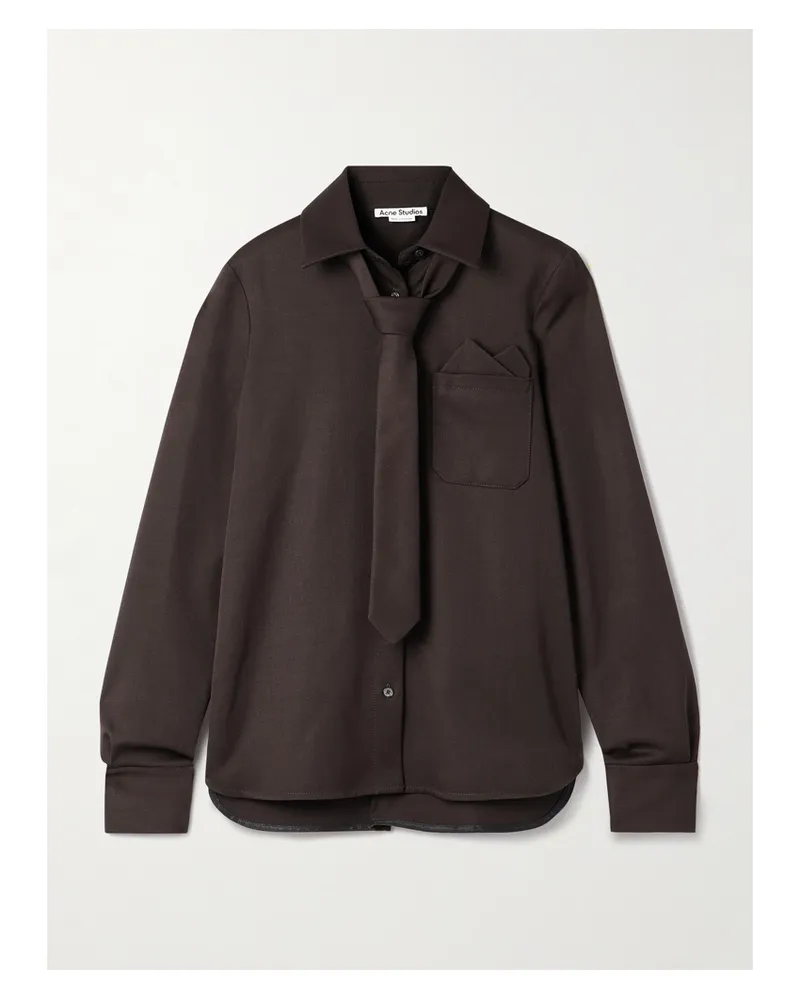 Acne Studios Hemd Aus Woll-twill Mit Krawatte - Braun Braun