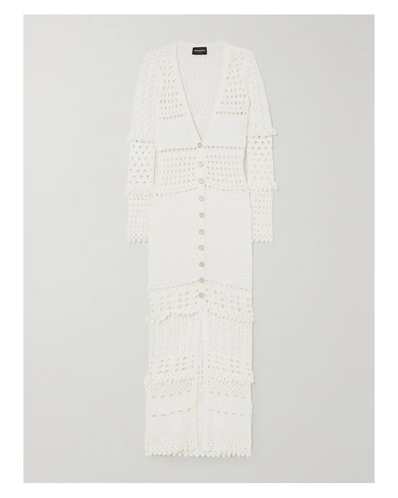 Retrofête Alaia Cardigan Aus Changierendem Häkelstrick - Weiß Weiß