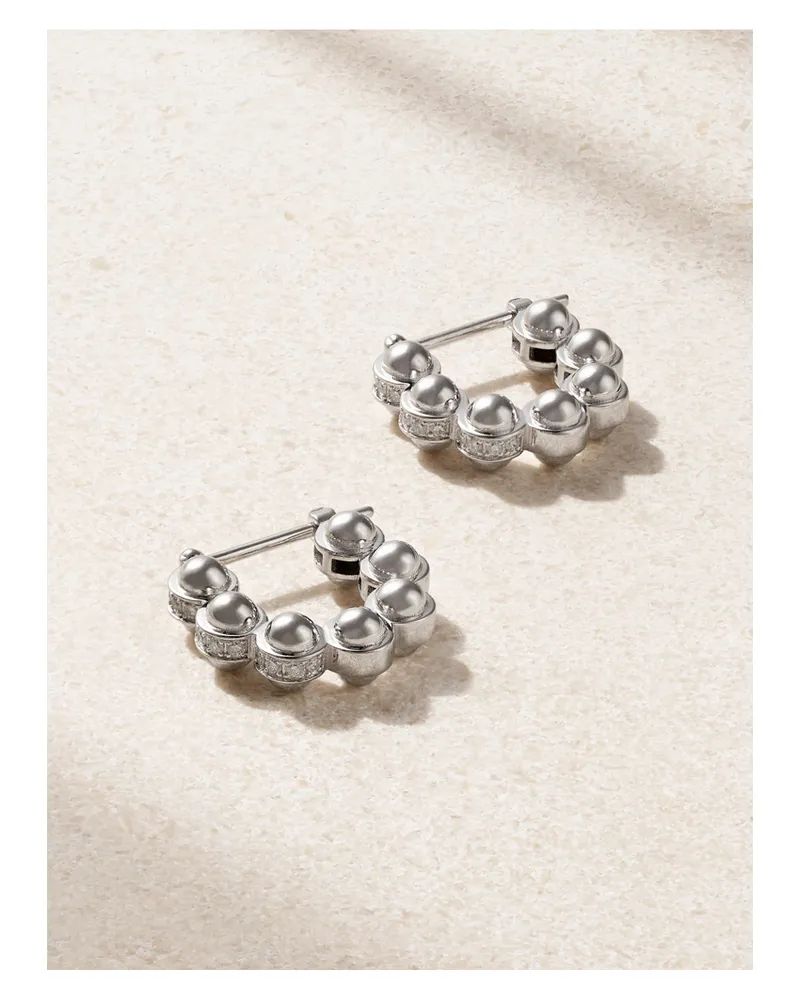 L’Atelier Nawbar The Atom 18-karat White Gold Diamond Hoop Earrings - Silver Silver