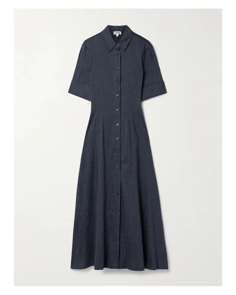STAUD Joan Hemdblusenkleid Aus Chambray Aus Einer Leinenmischung - Blau Blau