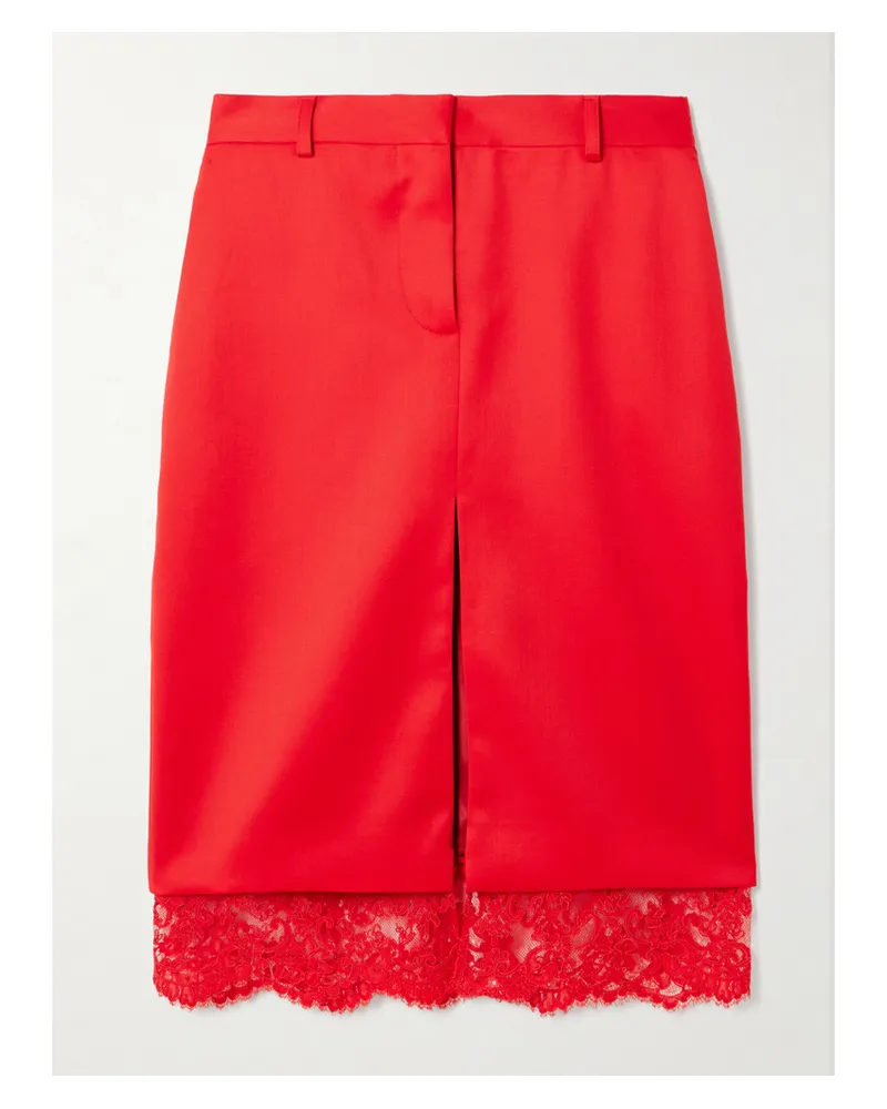 Stella McCartney Rock Aus Wolle Mit Spitzenbesatz - Rot Rot