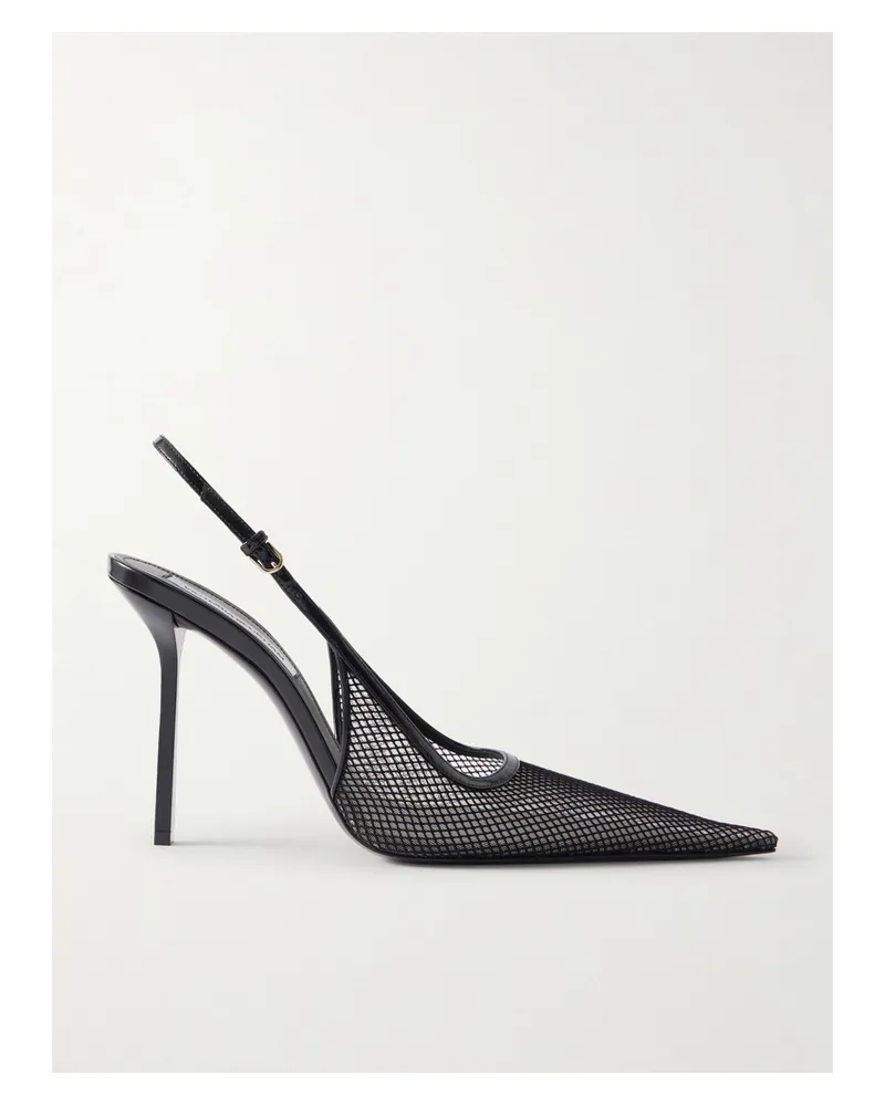 Victoria Beckham Victoria Leather-trimmed Mesh Slingback Pumps - Black Black
