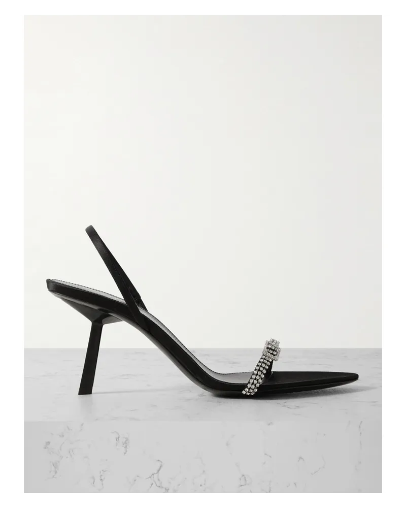 Saint Laurent Rendez-vous Slingback-sandalen aus Satin Schwarz