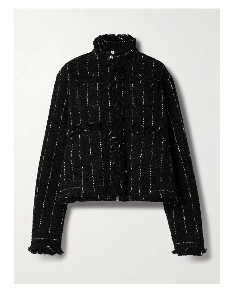 Sacai Jacke Aus Bouclé Mit Nadelstreifen - Schwarz Schwarz