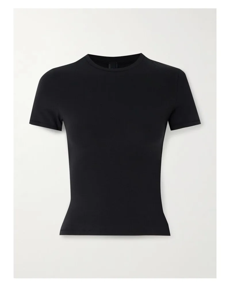 SKIMS Cotton Jersey T-shirt – Soot – T-shirt Aus Stretch-baumwoll-jersey - Schwarz Schwarz