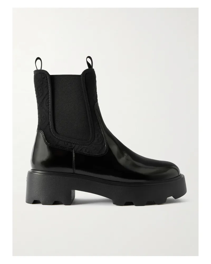 Tory Burch Chelsea Boots Aus Lackleder Mit Neopreneinsatz - Schwarz Schwarz
