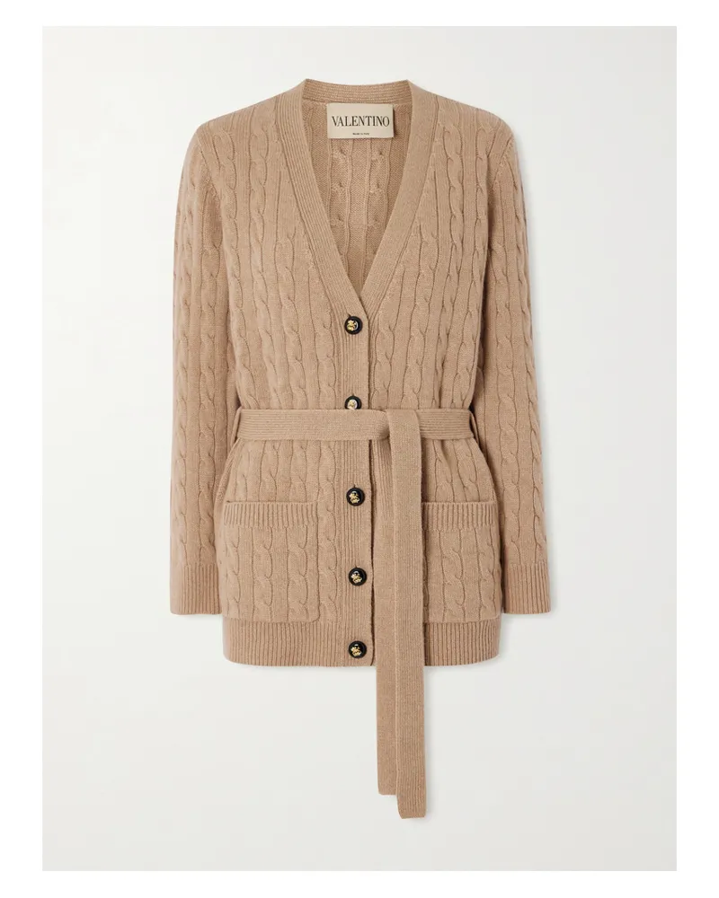 Valentino Garavani Cardigan Aus Kaschmir In Zopfstrick - Braun Braun