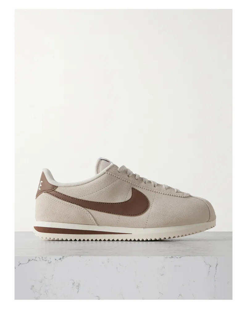 Nike Cortez Sneakers Aus Veloursleder Mit Lederbesätzen - Weiß Weiß