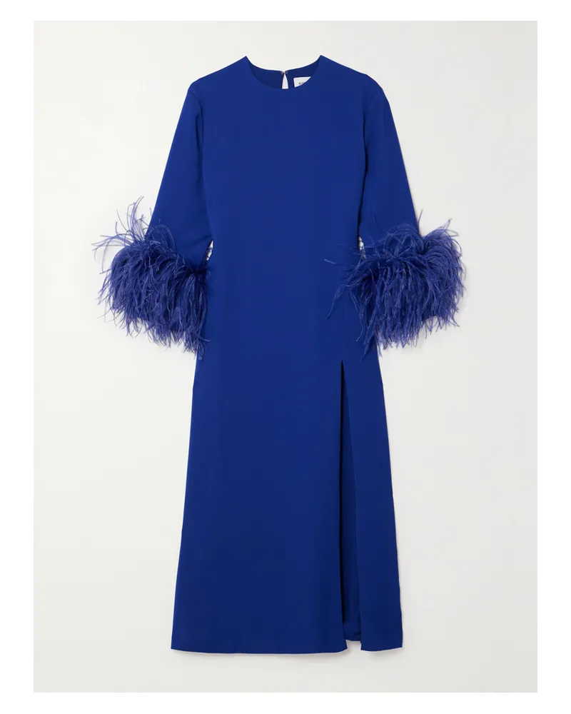16ARLINGTON Billie Midikleid Aus Twill Mit Federn - Blau Blau