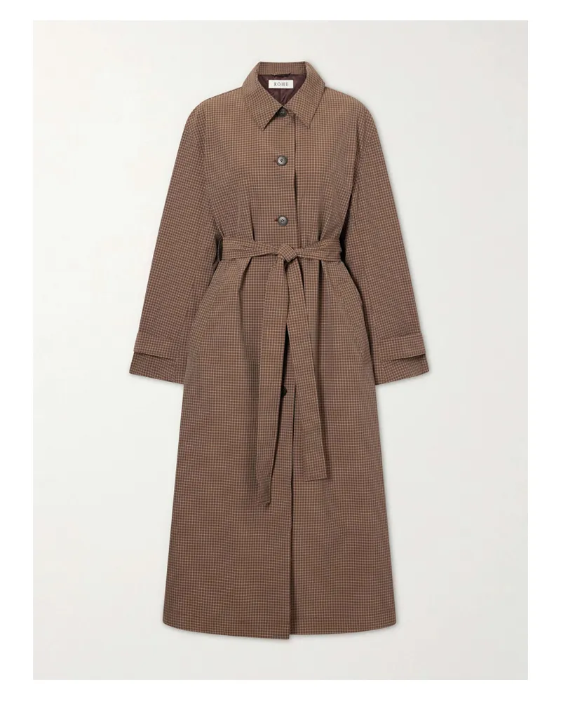 Róhe Belted Checked Taffeta Trench Coat - Brown Brown