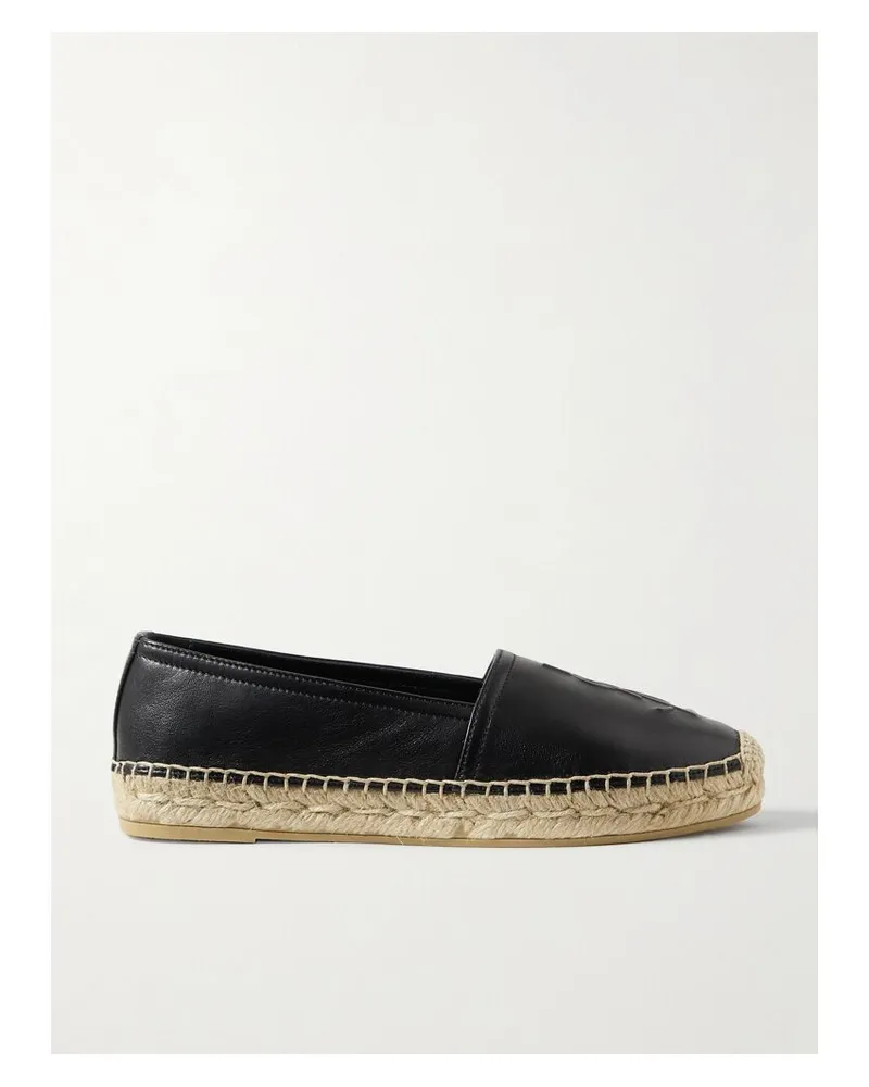 Saint Laurent Espadrilles Aus Leder Mit Logoprägung - Schwarz Schwarz