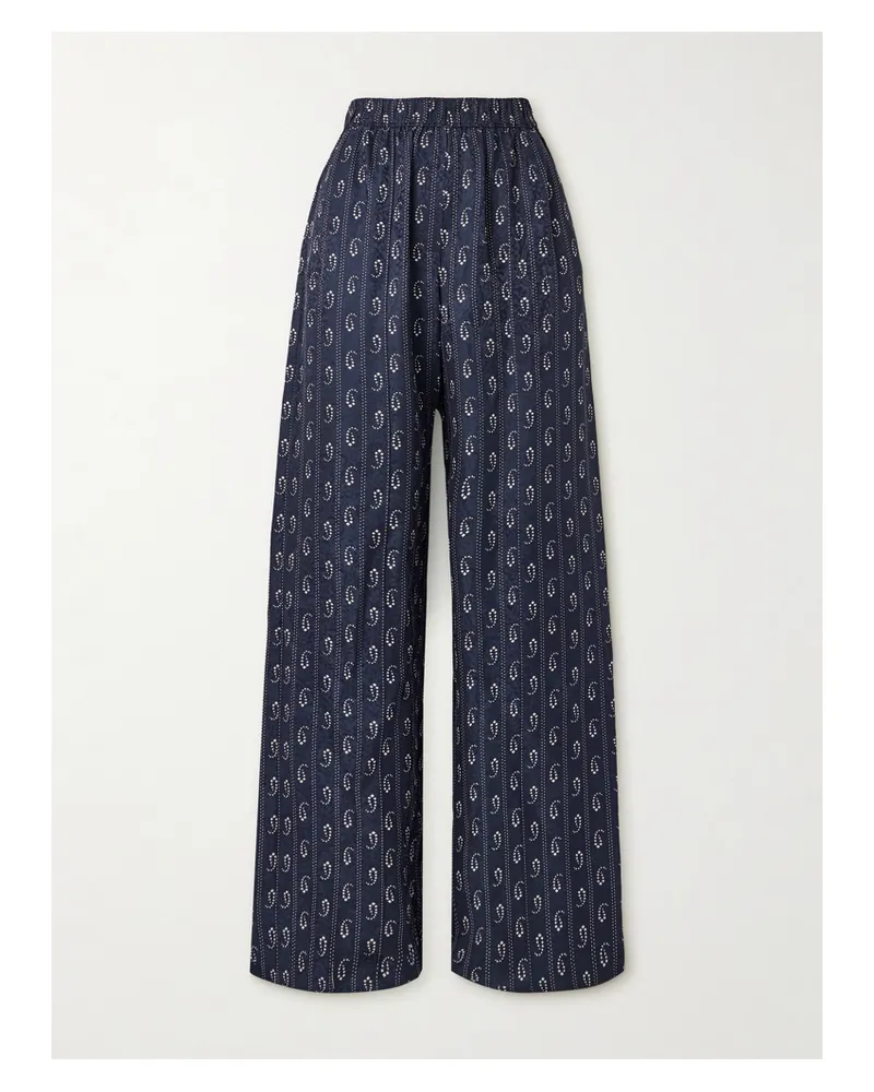 Tory Burch Hose Mit Weitem Bein Aus Jacquard - Blau Blau