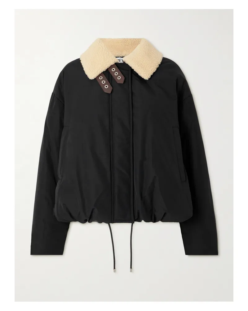 Loewe Jacke Aus Shell Aus Einer Baumwollmischung Mit Shearling-besatz - Schwarz Schwarz