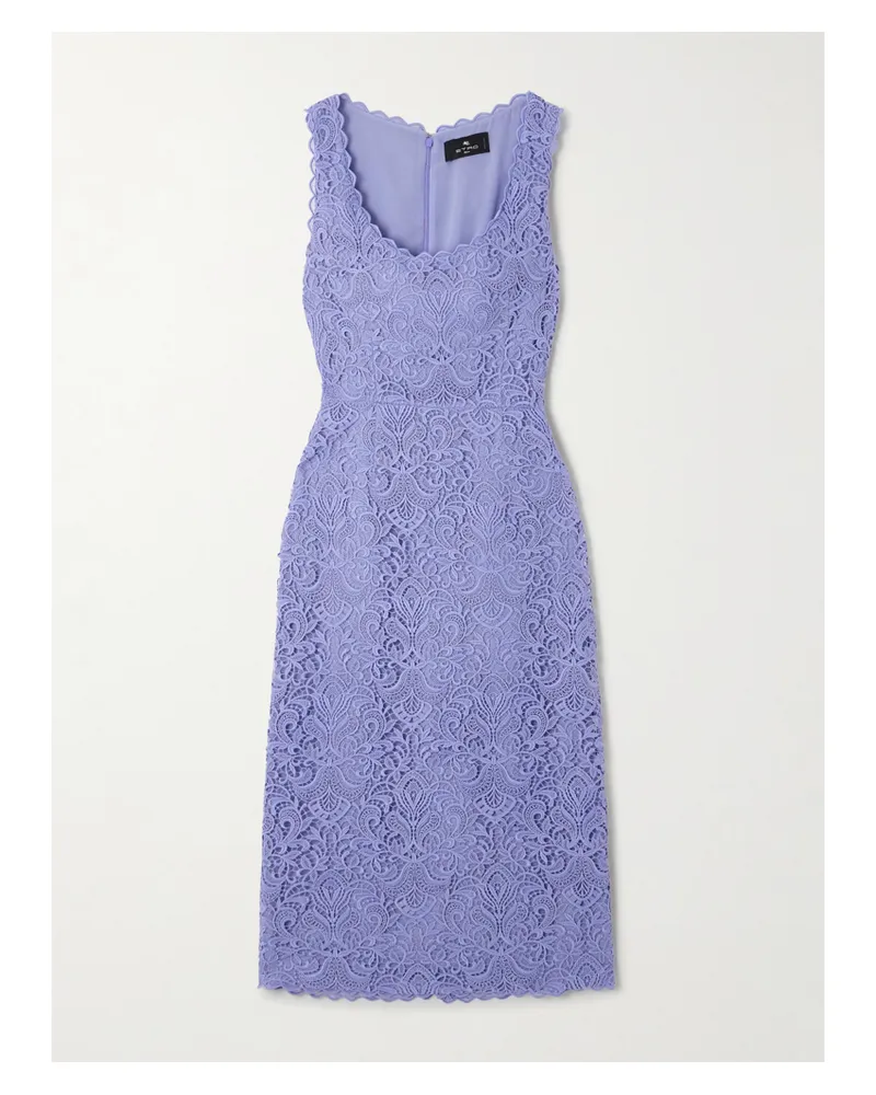 Etro Midikleid Aus Guipure-spitze Mit Wellenkante - Blau Blau