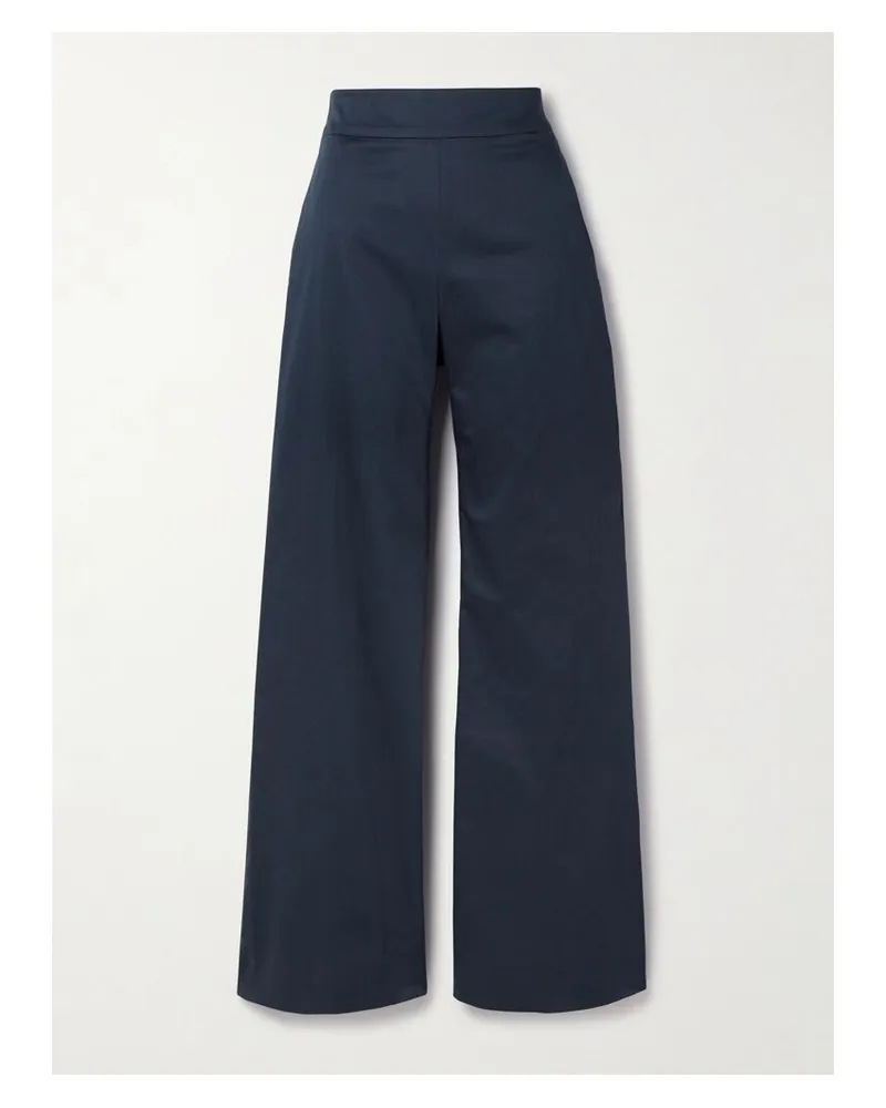 Carolina Herrera New York Hose Mit Weitem Bein Aus Satin Aus Einer Baumwollmischung - Blau Blau