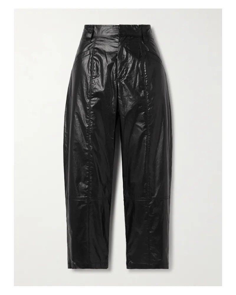 Isabel Marant Aude Verkürzte Hose Mit Geradem Bein Aus Einer Beschichteten Baumwollmischung - Schwarz Schwarz