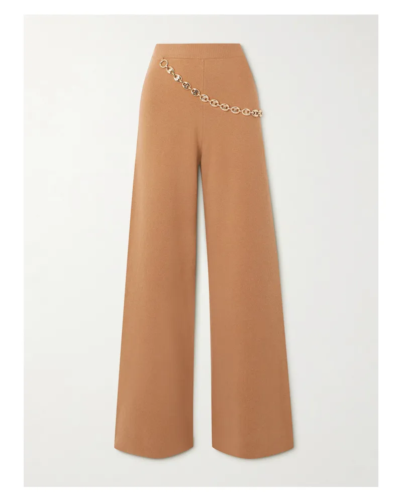 Paco Rabanne Hose Aus Einer Merinowollmischung Mit Kette Aus Metall-mesh - Braun Braun