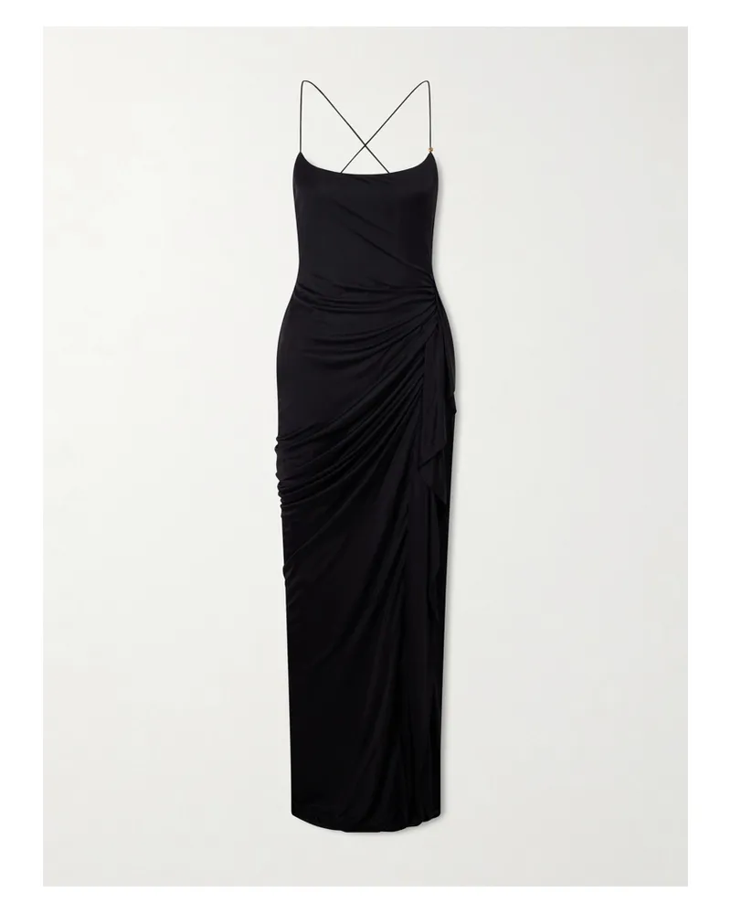 Versace Draped Jersey Gown - Black Black