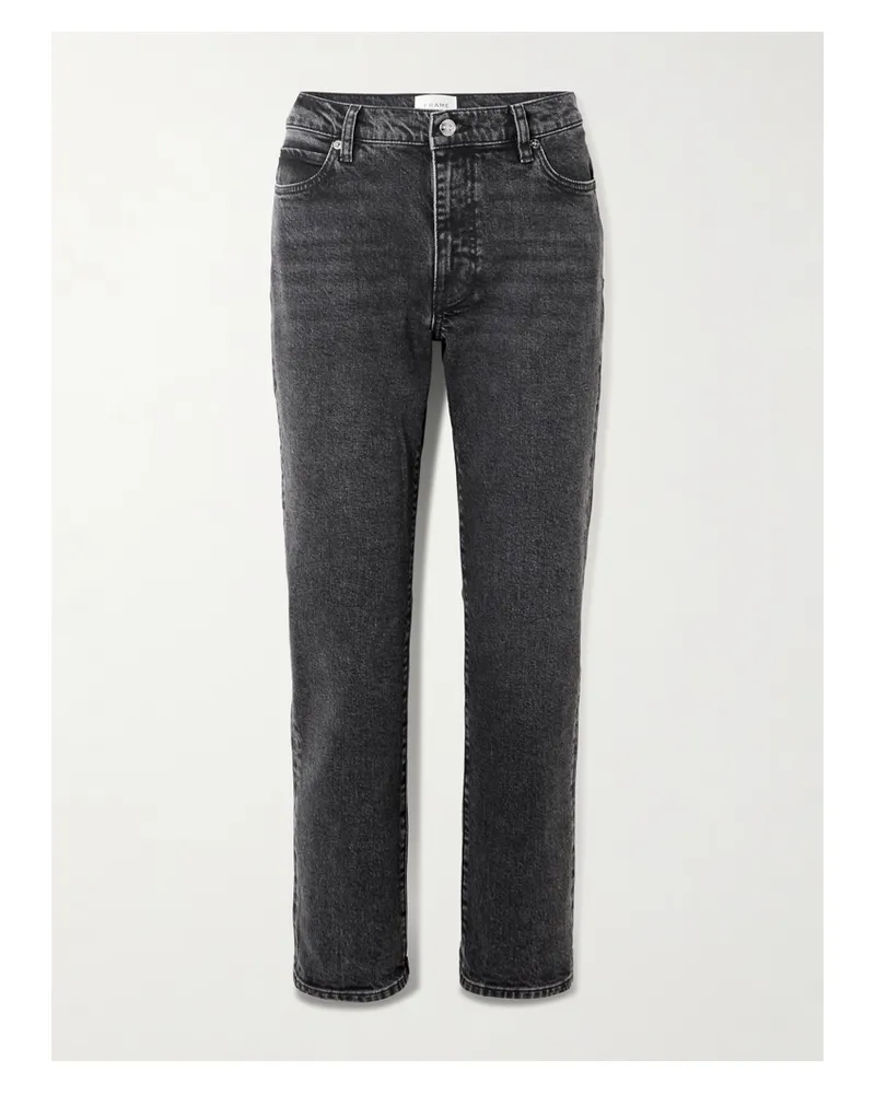 Frame Denim The Borrowed Verkürzte, Halbhohe Jeans Mit Geradem Bein - Schwarz Schwarz